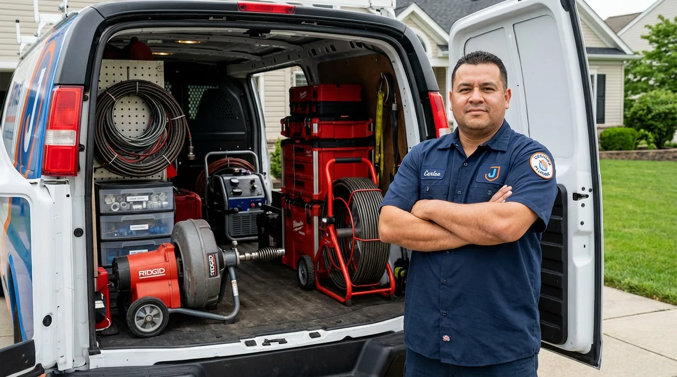 Professional drain cleaning equipment and Johns Plumbing LLC plumber in Morenci