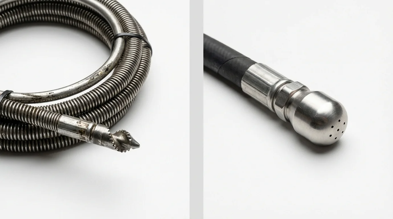 Drain snake cable and hydro jetting nozzle used for drain cleaning in Morenci, AZ