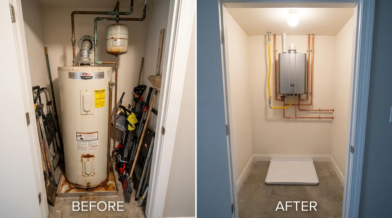 Tank water heater versus wall-mounted tankless unit comparison for Morenci, AZ homeowners