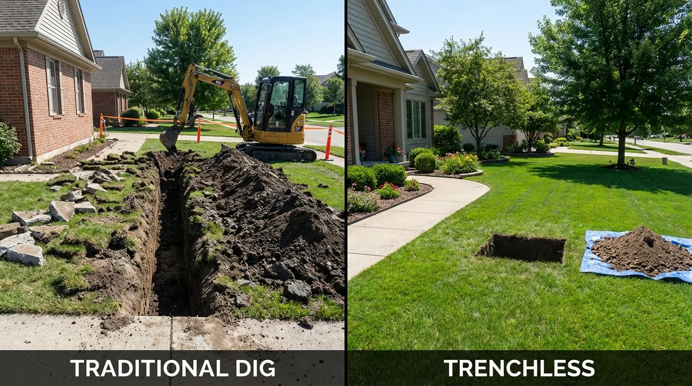 Trenchless sewer repair with minimal yard damage versus traditional excavation in Morenci, AZ